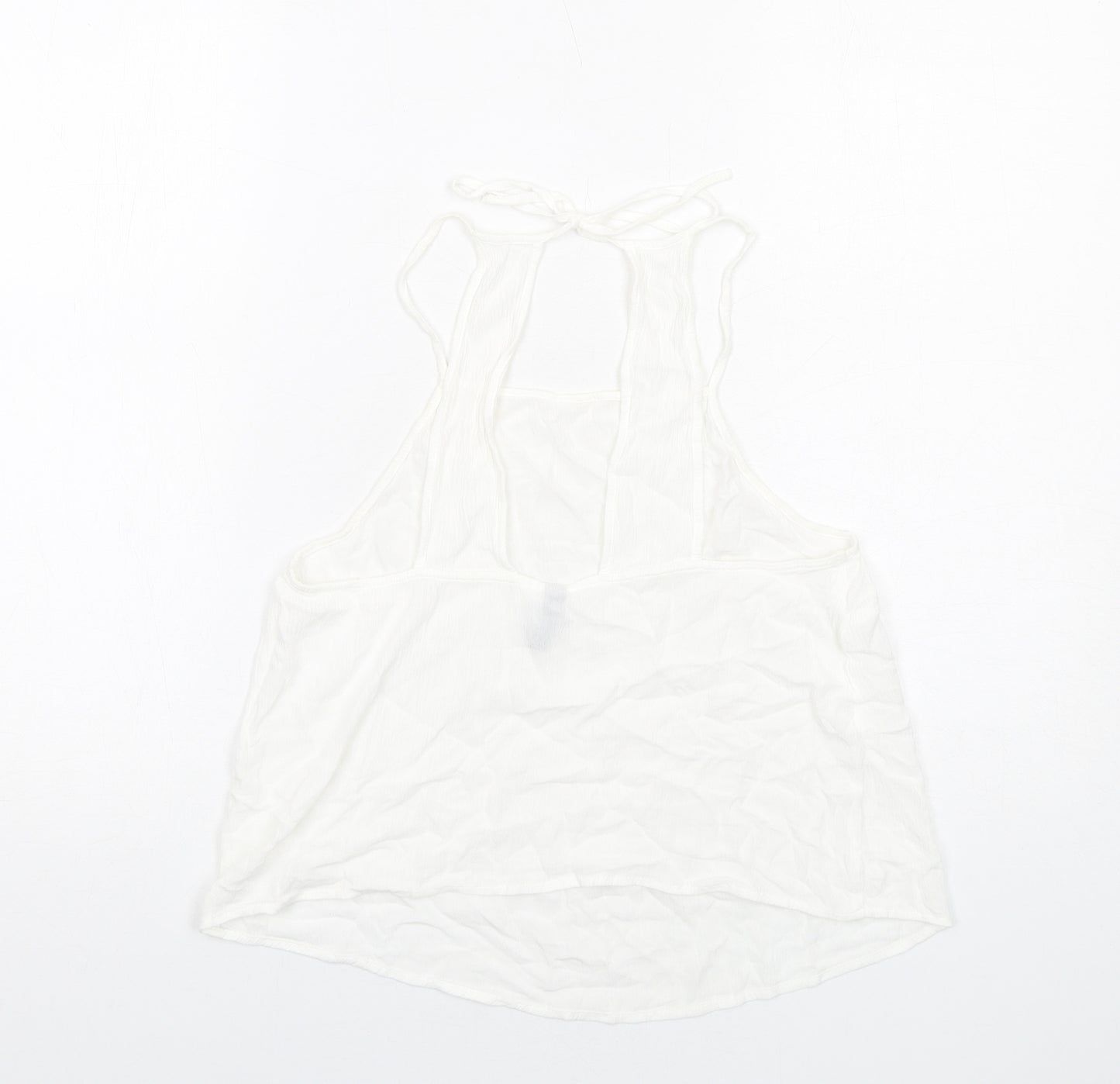 H&M Womens White Viscose Basic Tank Size 12 Square Neck
