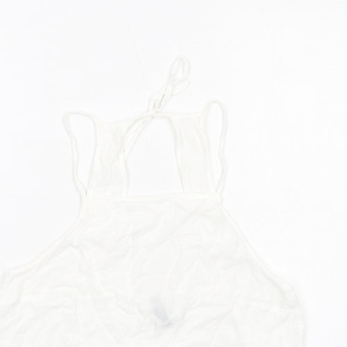 H&M Womens White Viscose Basic Tank Size 12 Square Neck