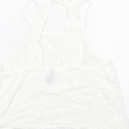 H&M Womens White Viscose Basic Tank Size 12 Square Neck