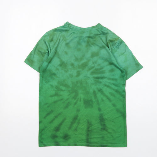 Minecraft Boys Green Geometric Polyester Basic T-Shirt Size 12-13 Years Round Neck Pullover - Minecraft