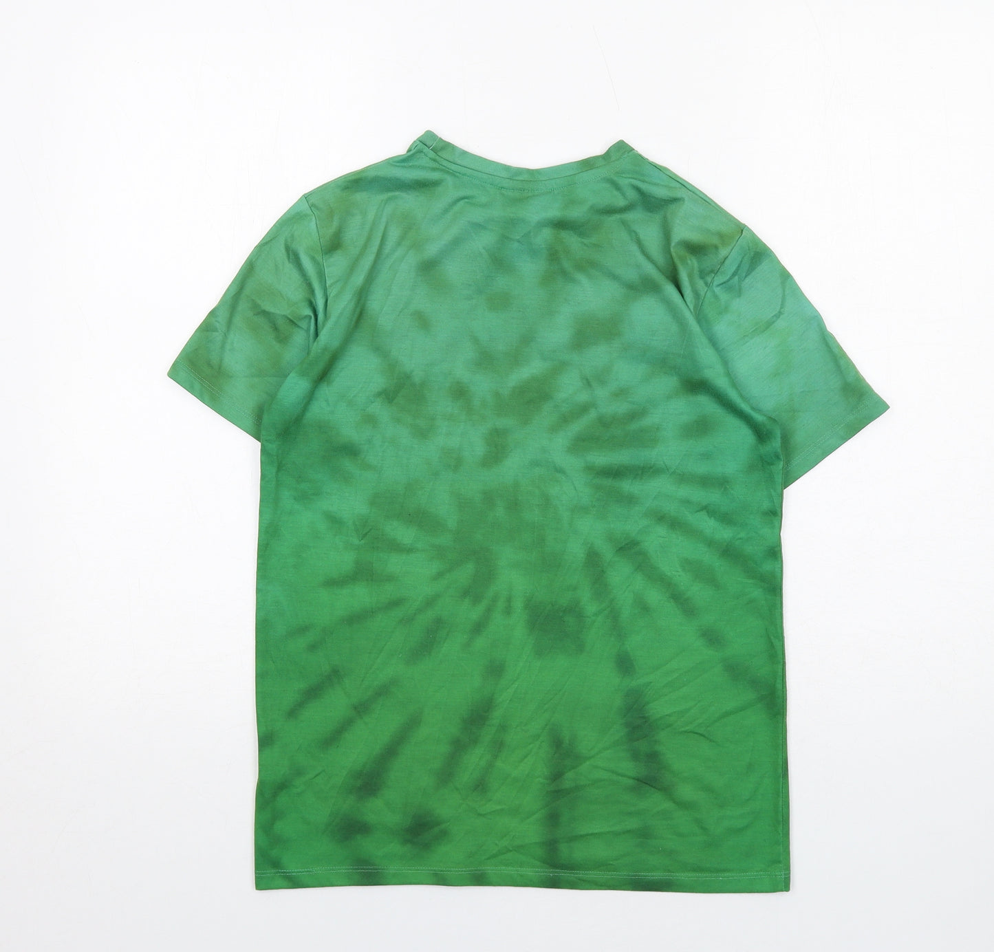 Minecraft Boys Green Geometric Polyester Basic T-Shirt Size 12-13 Years Round Neck Pullover - Minecraft