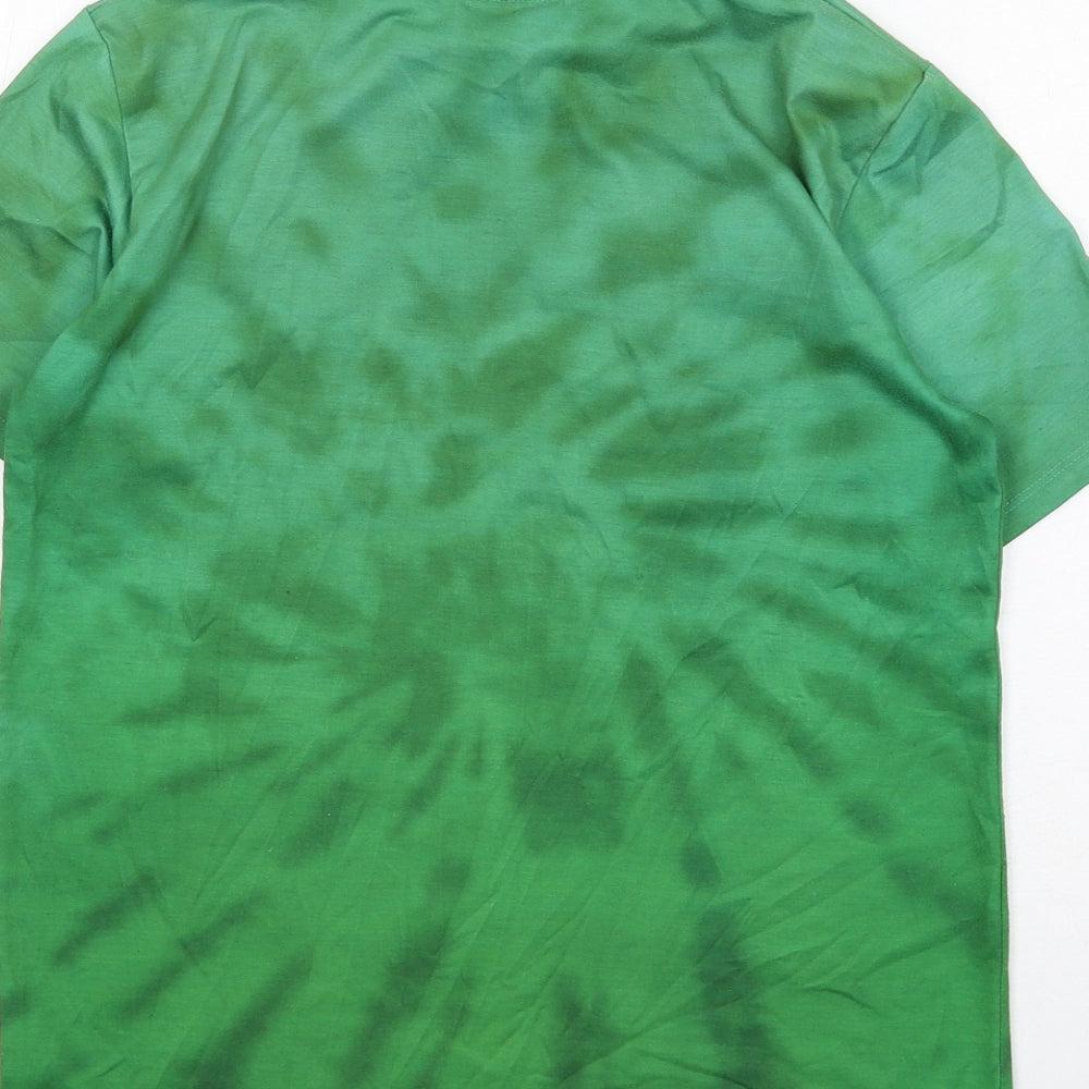 Minecraft Boys Green Geometric Polyester Basic T-Shirt Size 12-13 Years Round Neck Pullover - Minecraft