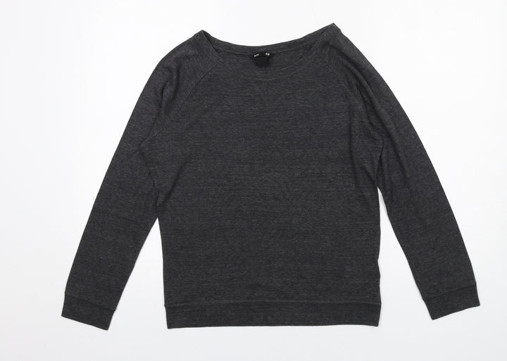 H&M Womens Grey Polyester Basic T-Shirt Size S Boat Neck