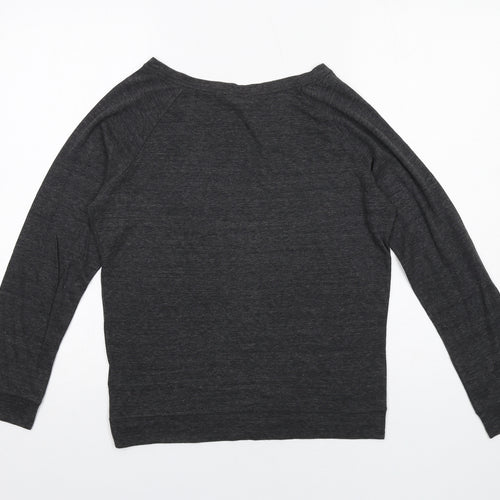 H&M Womens Grey Polyester Basic T-Shirt Size S Boat Neck