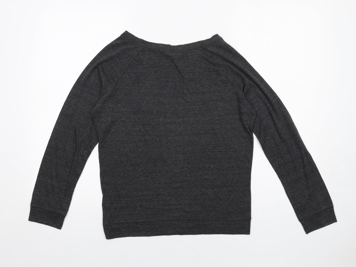 H&M Womens Grey Polyester Basic T-Shirt Size S Boat Neck