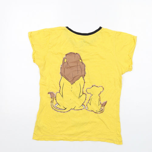 Disney Womens Yellow Cotton Basic T-Shirt Size XS Round Neck - The Lion King