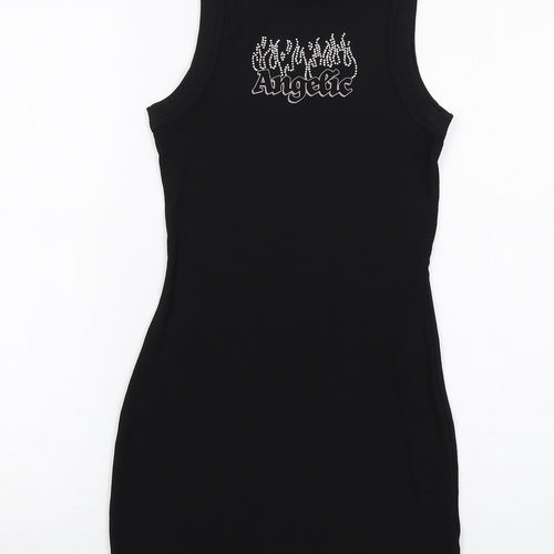 H&M Womens Black Polyester Bodycon Size XS Round Neck Pullover - Angelic