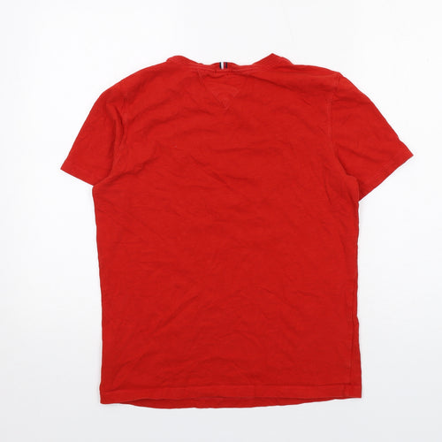 Tommy Hilfiger Boys Red Cotton Basic T-Shirt Size 15 Years Round Neck Pullover