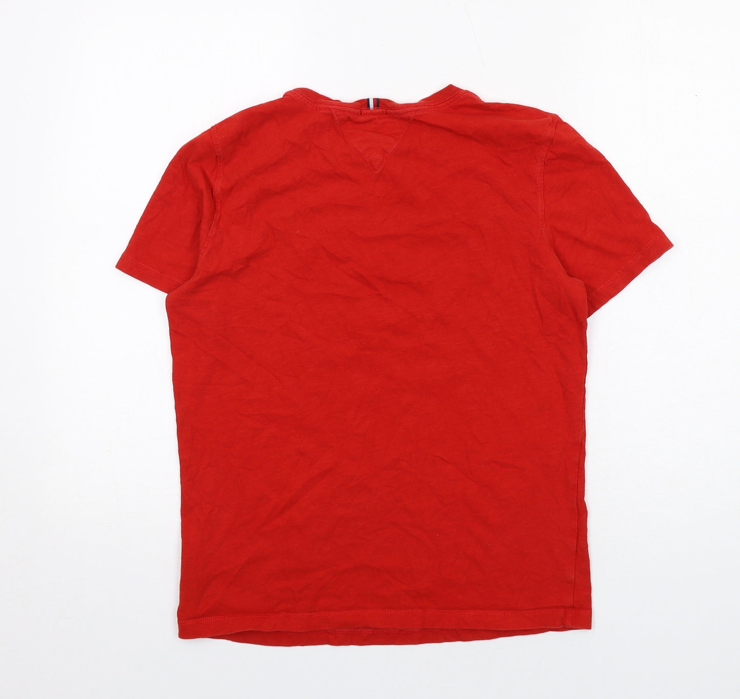 Tommy Hilfiger Boys Red Cotton Basic T-Shirt Size 15 Years Round Neck Pullover