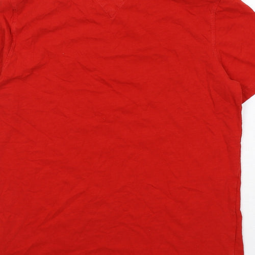 Tommy Hilfiger Boys Red Cotton Basic T-Shirt Size 15 Years Round Neck Pullover