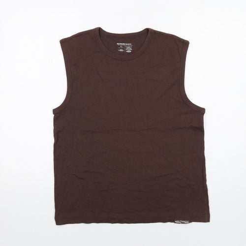 Reward Womens Brown Cotton Basic Tank Size XL Round Neck