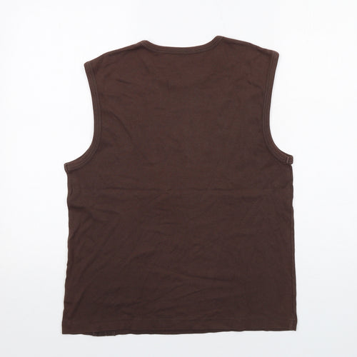 Reward Womens Brown Cotton Basic Tank Size XL Round Neck