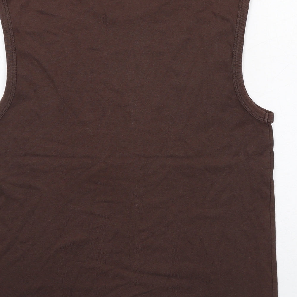Reward Womens Brown Cotton Basic Tank Size XL Round Neck