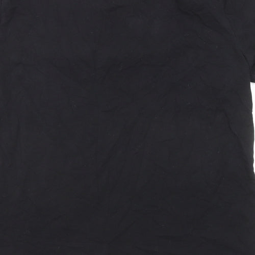 DKNY Womens Black Cotton Basic T-Shirt Size 14 Round Neck
