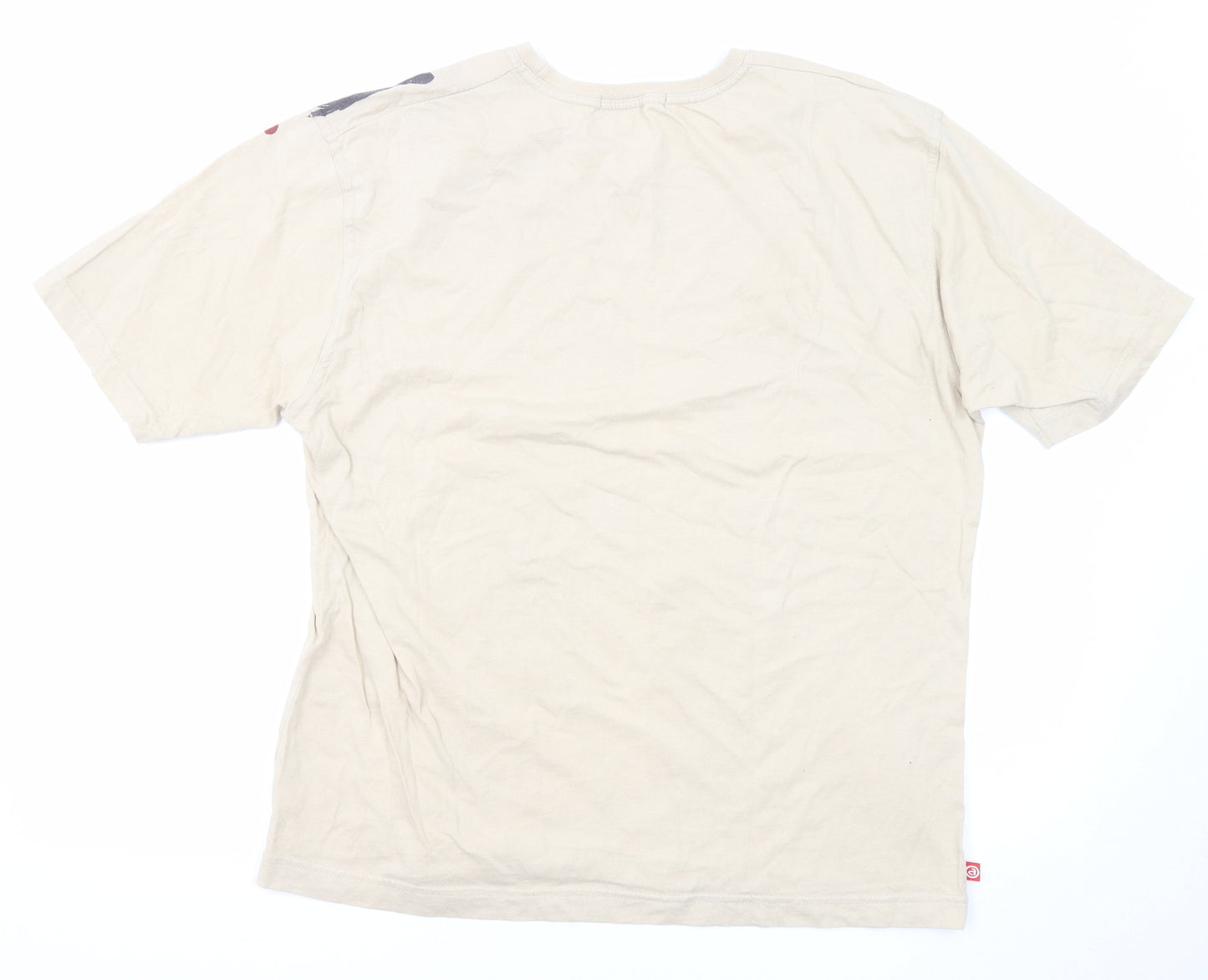 Addictive Behaviour Mens Beige Cotton T-Shirt Size L Round Neck