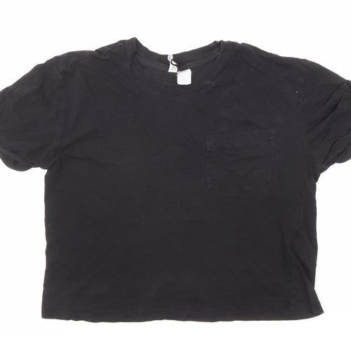 Divided by H&M Womens Black Polyester Basic T-Shirt Size XS Round Neck