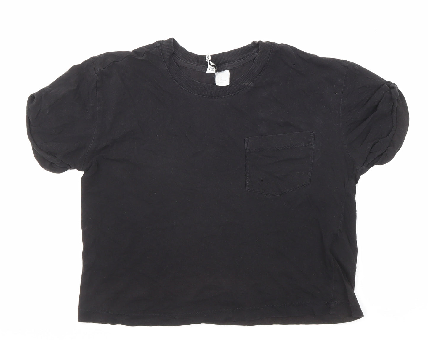 Divided by H&M Womens Black Polyester Basic T-Shirt Size XS Round Neck