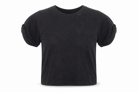Front view of Divided by H&M women’s black polyester basic t-shirt, size XS, round neck
