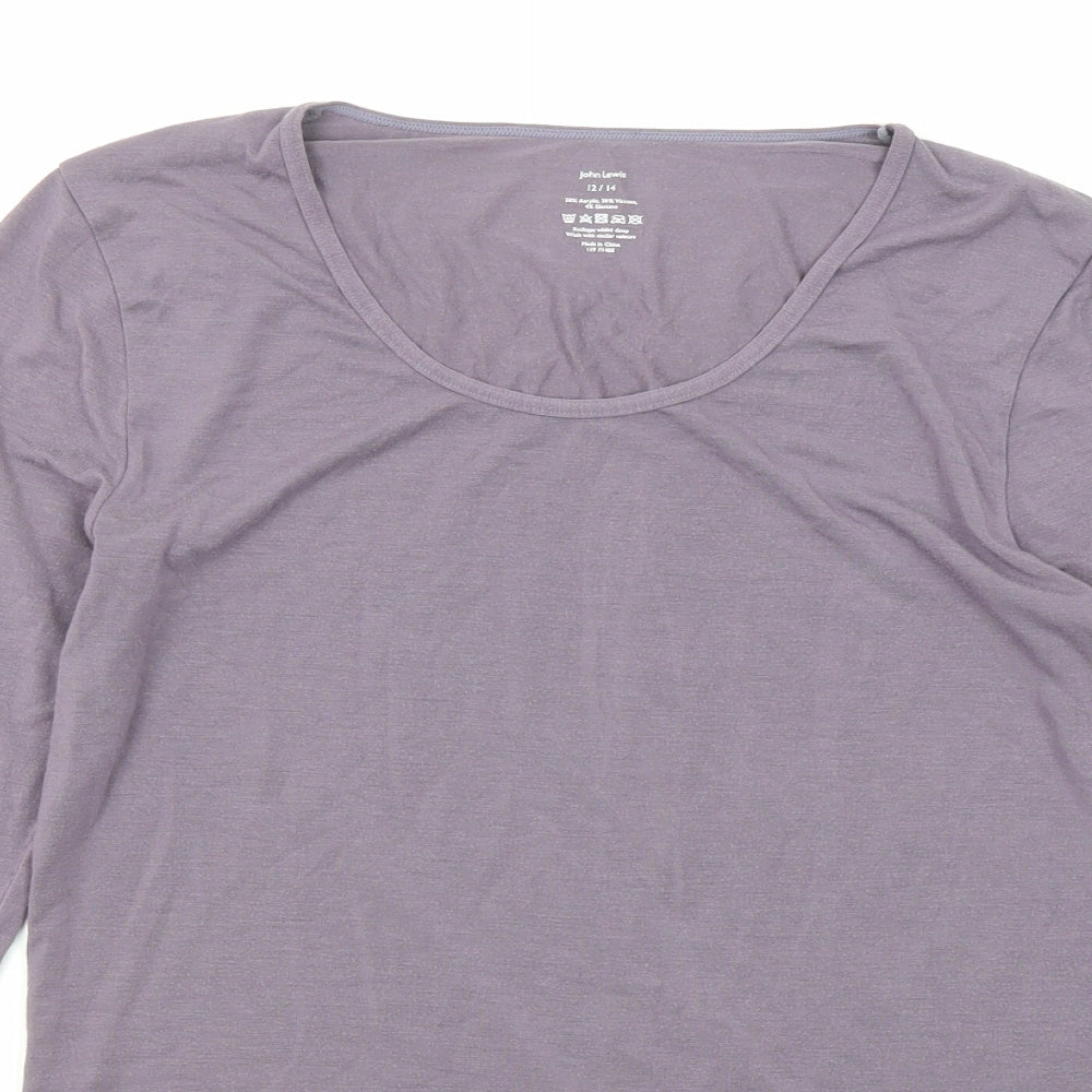 John Lewis Womens Purple Acrylic Basic T-Shirt Size 12 Round Neck