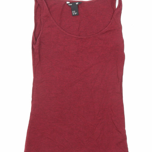 H&M Womens Red Cotton Basic Tank Size XS Scoop Neck