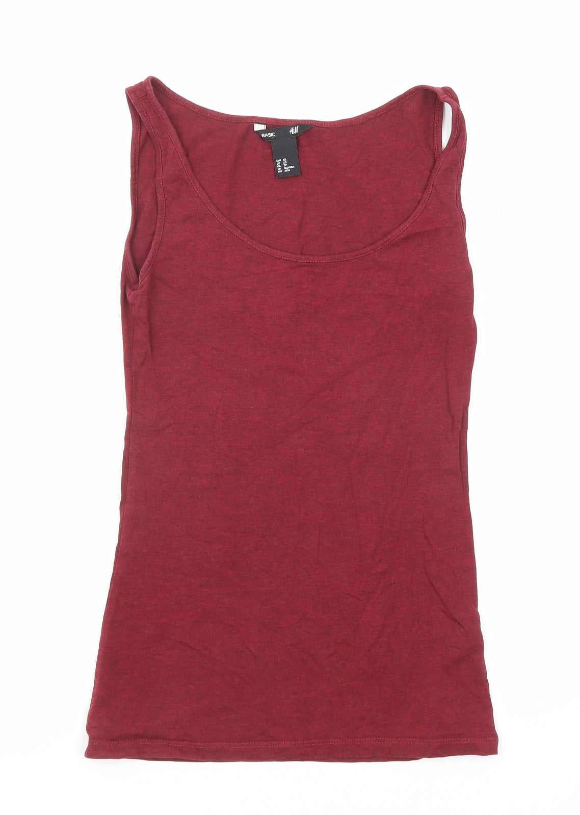 H&M Womens Red Cotton Basic Tank Size XS Scoop Neck