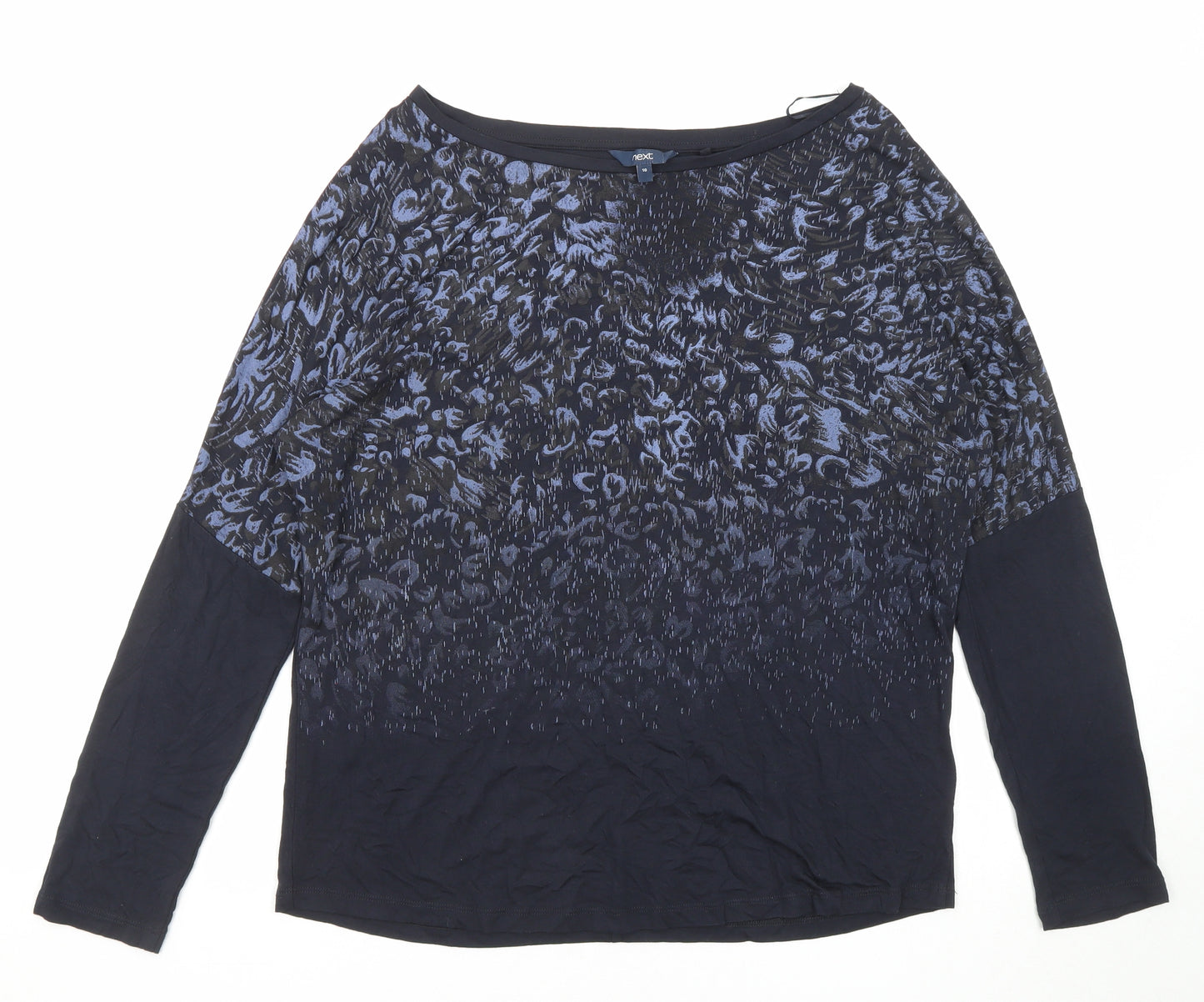 NEXT Womens Blue Viscose Basic T-Shirt Size 10 Boat Neck