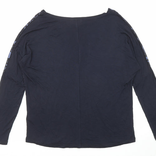 NEXT Womens Blue Viscose Basic T-Shirt Size 10 Boat Neck
