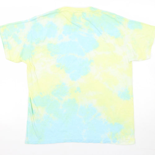 PRETTYLITTLETHING Womens Multicoloured Geometric Cotton Basic T-Shirt Size S Round Neck - Tie Dye