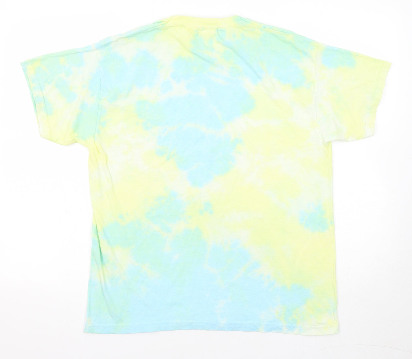 PRETTYLITTLETHING Womens Multicoloured Geometric Cotton Basic T-Shirt Size S Round Neck - Tie Dye