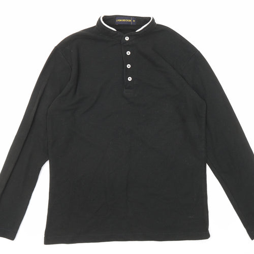 Lyon Becker Mens Black Cotton Polo Size M Collared Button