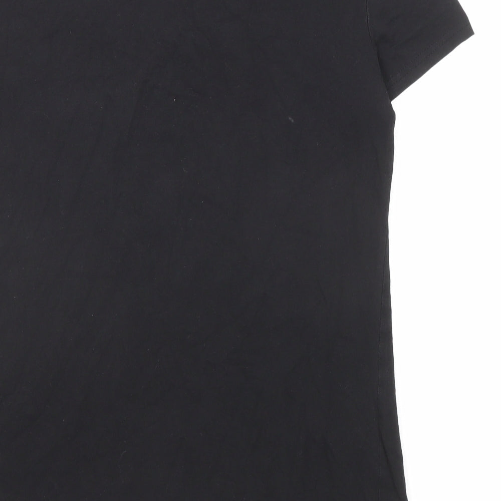 Divided by H&M Womens Black Chlorofibre Basic T-Shirt Size M Scoop Neck