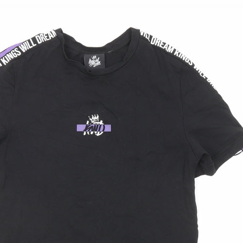 Kings Will Dream Boys Black Cotton Basic T-Shirt Size 8-9 Years Round Neck Pullover