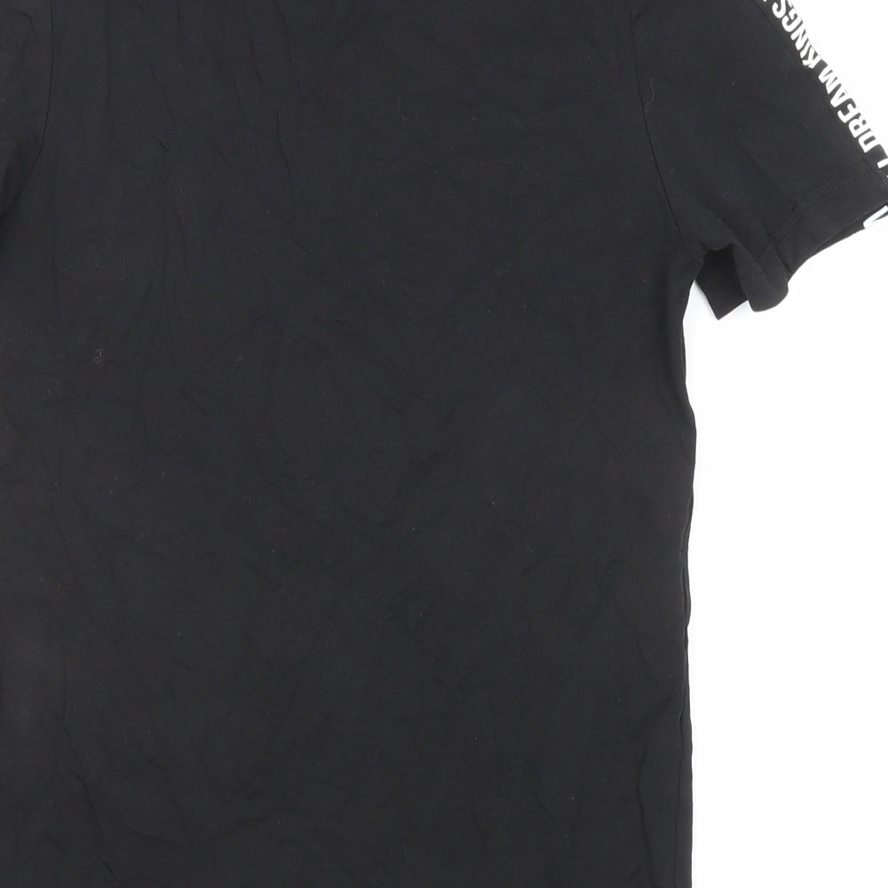 Kings Will Dream Boys Black Cotton Basic T-Shirt Size 8-9 Years Round Neck Pullover