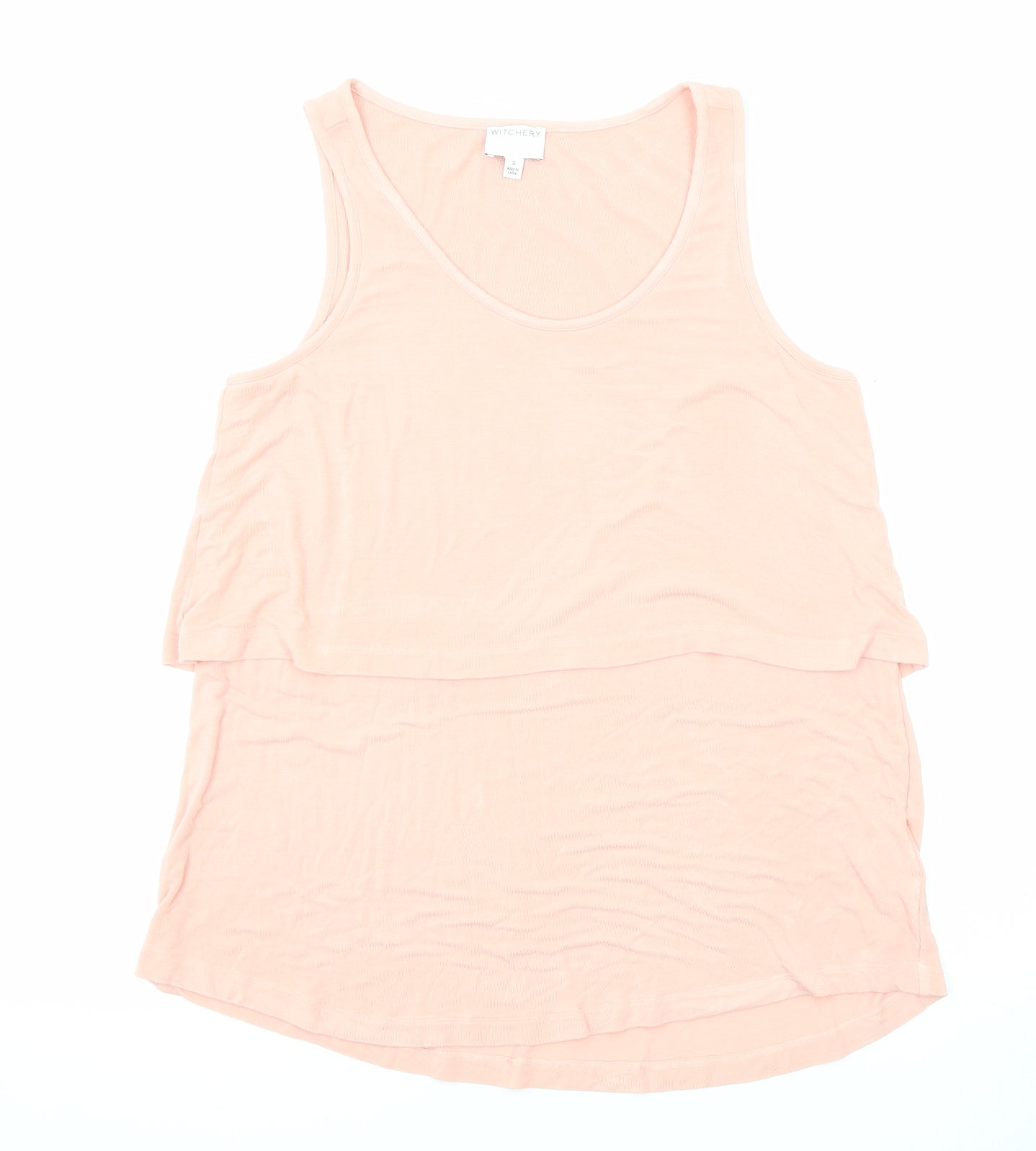 Witchery Womens Pink Viscose Basic Tank Size S Scoop Neck