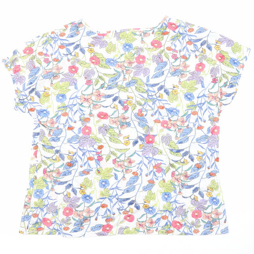 Per Una Womens Multicoloured Floral Polyester Basic T-Shirt Size 16 Round Neck