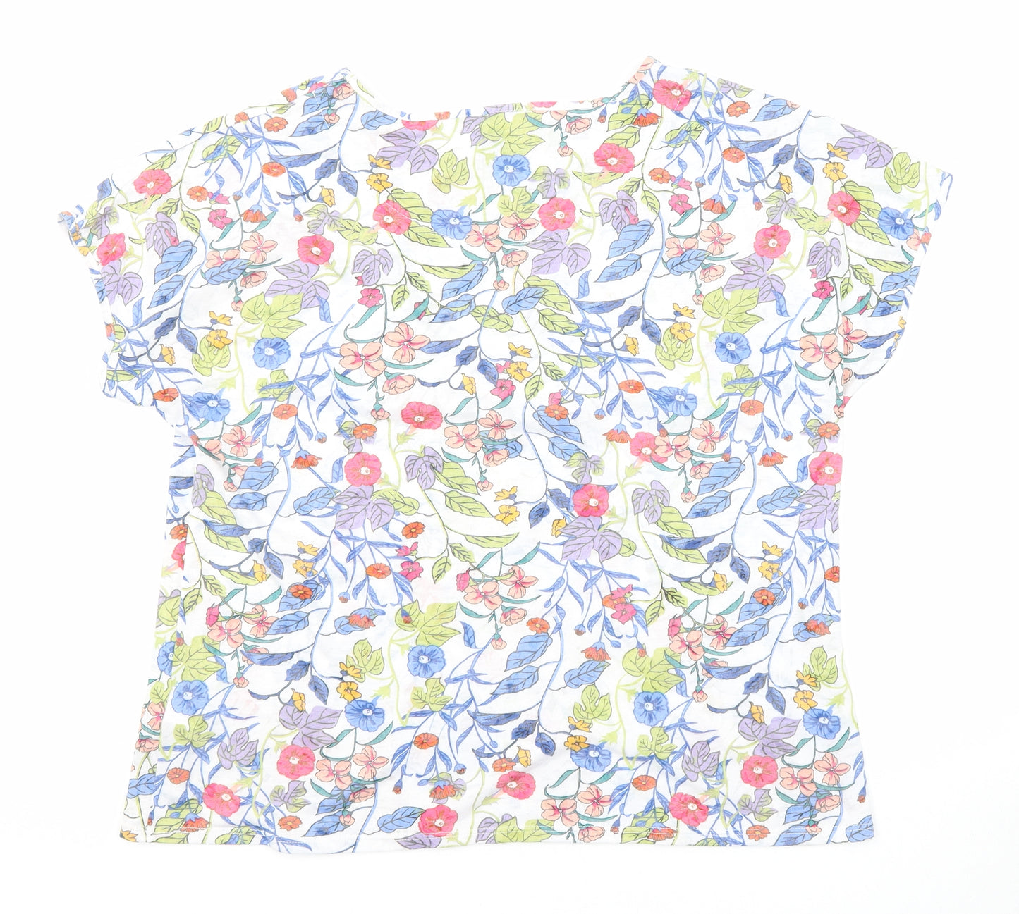 Per Una Womens Multicoloured Floral Polyester Basic T-Shirt Size 16 Round Neck