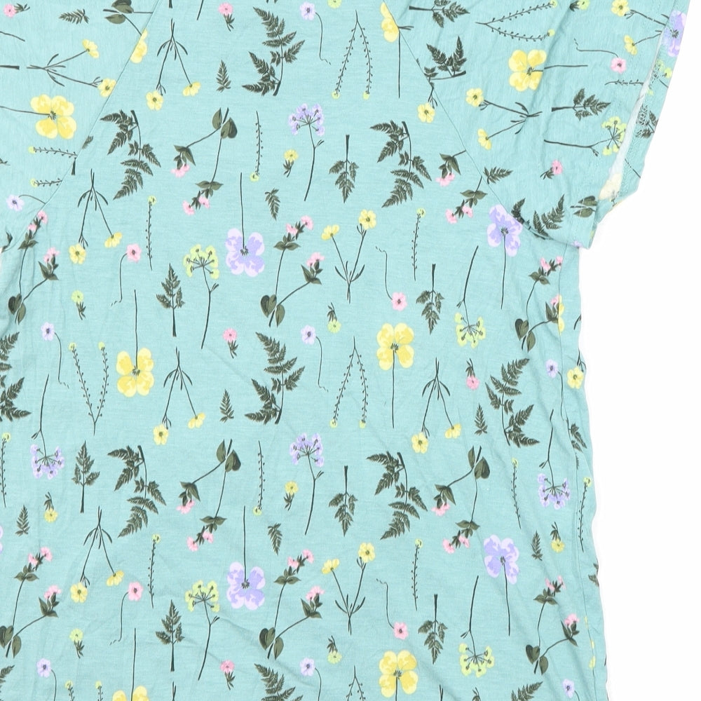 NEXT Womens Green Floral Viscose Basic T-Shirt Size 10 Round Neck