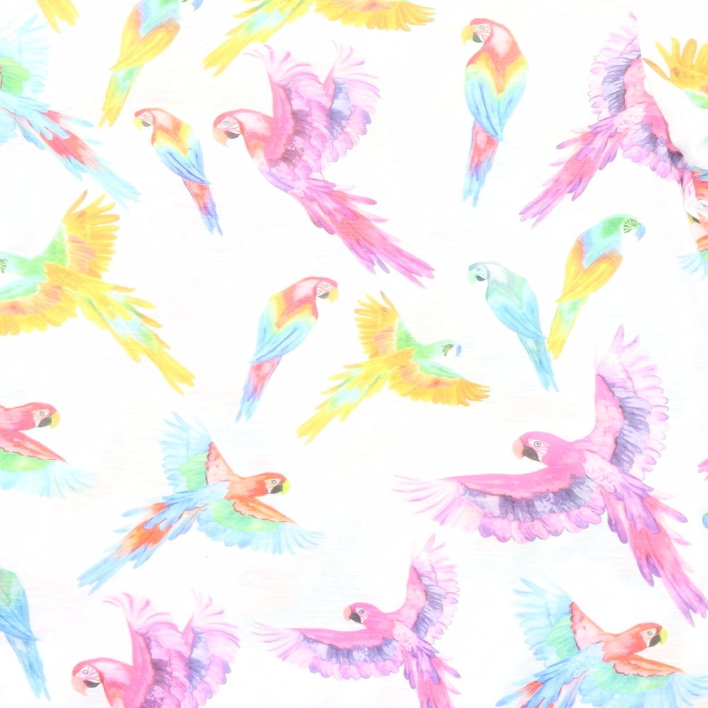 NEXT Womens Multicoloured Geometric Polyester Basic T-Shirt Size 10 Round Neck - Parrot Print