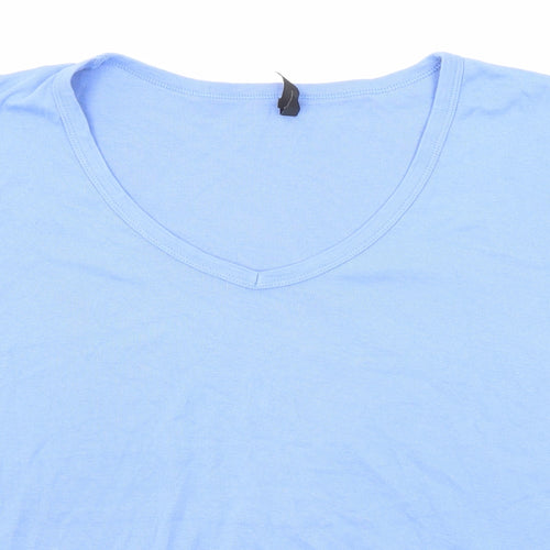 Marks and Spencer Womens Blue Cotton Basic T-Shirt Size 22 V-Neck
