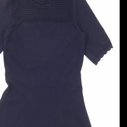Ann Taylor Womens Blue Viscose Trapeze & Swing Size S Round Neck Pullover