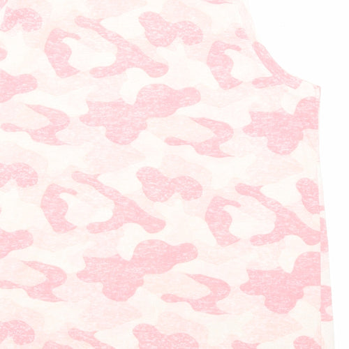 Marks and Spencer Womens Pink Camouflage Polyester Basic Tank Size 14 Round Neck