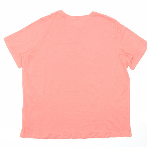 Marks and Spencer Womens Pink Cotton Basic T-Shirt Size 16 Round Neck