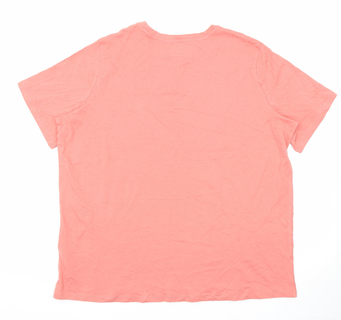 Marks and Spencer Womens Pink Cotton Basic T-Shirt Size 16 Round Neck