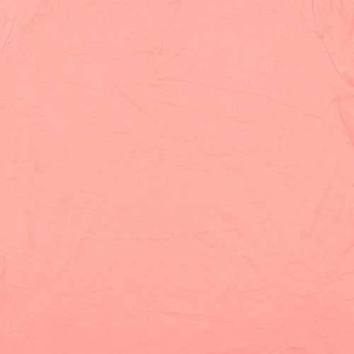 Marks and Spencer Womens Pink Cotton Basic T-Shirt Size 16 Round Neck