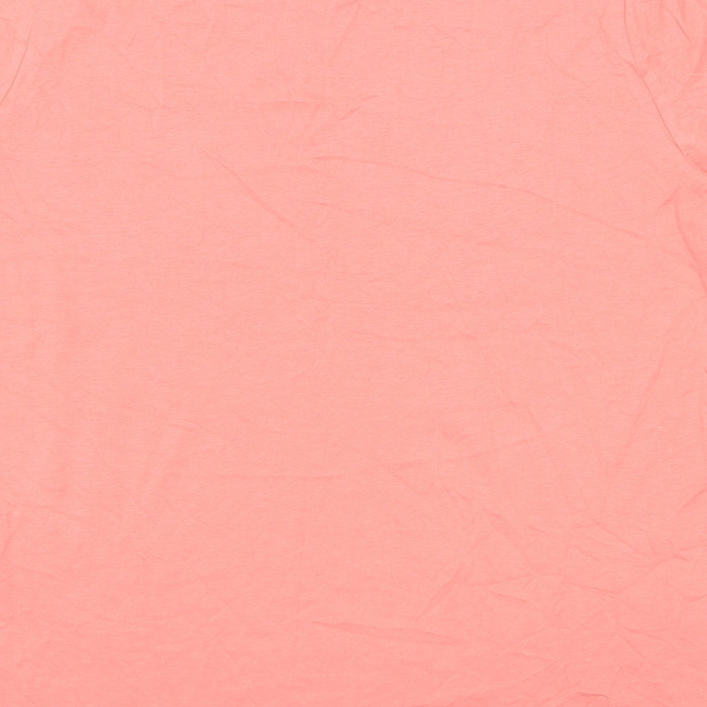 Marks and Spencer Womens Pink Cotton Basic T-Shirt Size 16 Round Neck