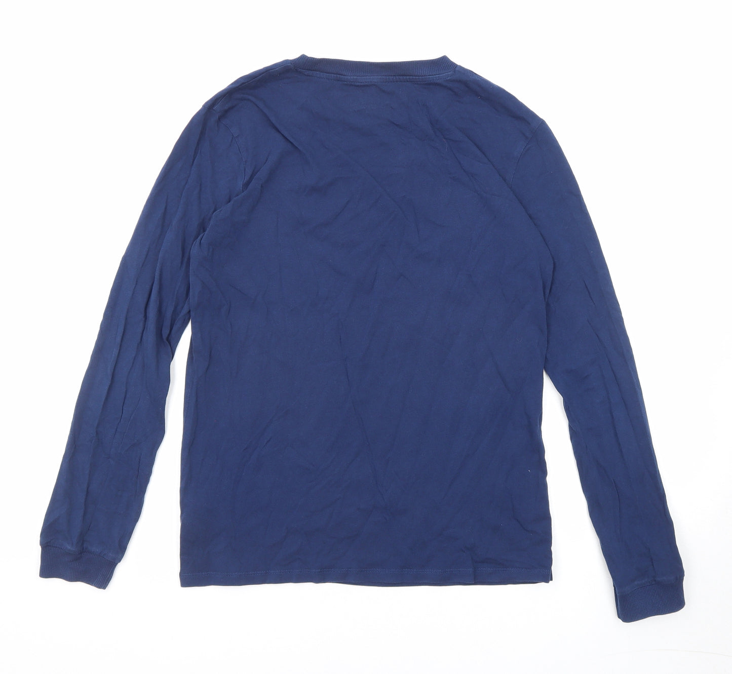 Marks and Spencer Boys Blue Cotton Basic T-Shirt Size 13-14 Years Round Neck Pullover