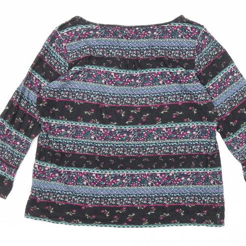 Monsoon Womens Multicoloured Geometric Cotton Basic T-Shirt Size 12 Boat Neck