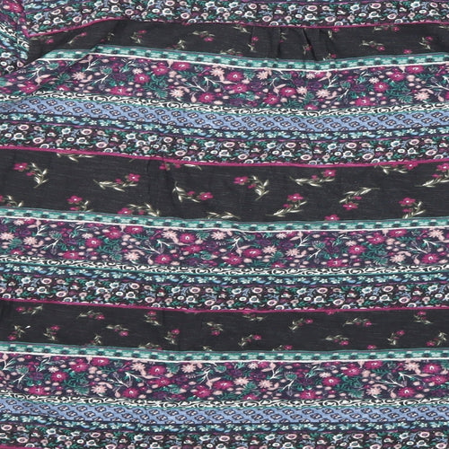 Monsoon Womens Multicoloured Geometric Cotton Basic T-Shirt Size 12 Boat Neck