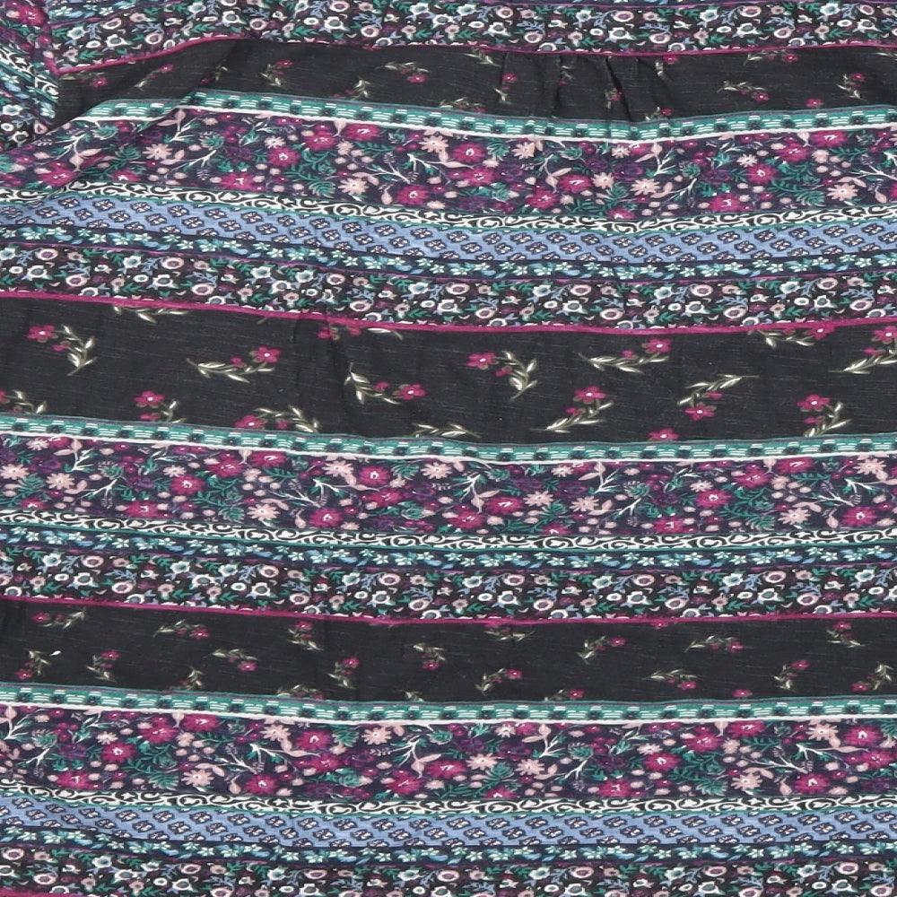 Monsoon Womens Multicoloured Geometric Cotton Basic T-Shirt Size 12 Boat Neck