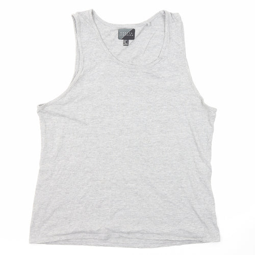 Broken Standard Mens Grey Cotton T-Shirt Size L Round Neck